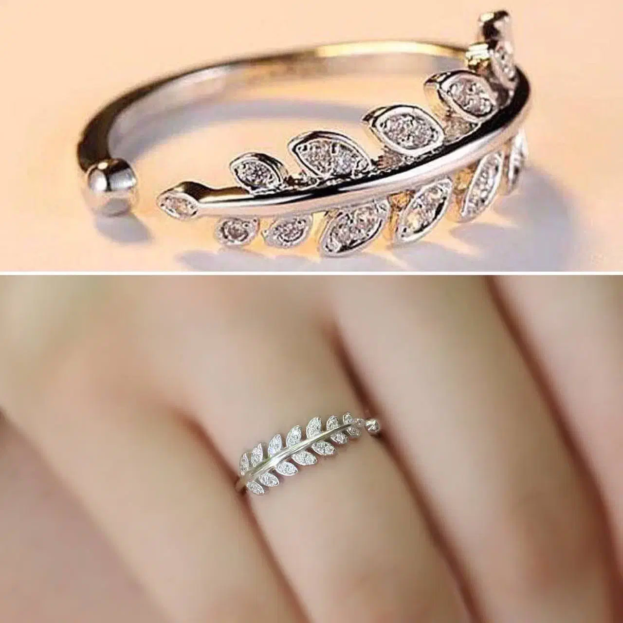 انگشتر جواهر تمام نقره مدل برگ|بدلیجات|تبریز, |دیوار