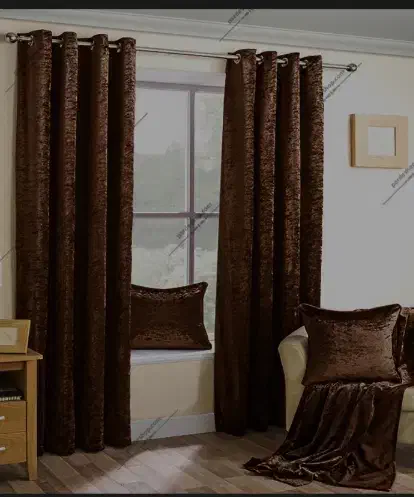 پرده مخمل قهوه ای سوخته|پرده، رانر، رومیزی|کیش, |دیوار