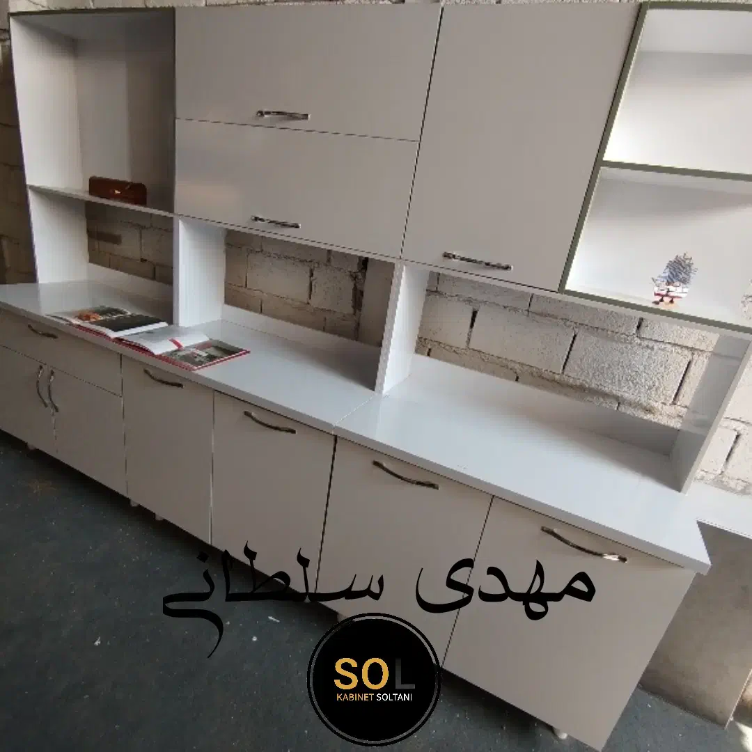 کابینت سفید پسته ای دستگیره استیل کد 1404|مصالح و تجهیزات ساختمان|شیراز, محراب|دیوار