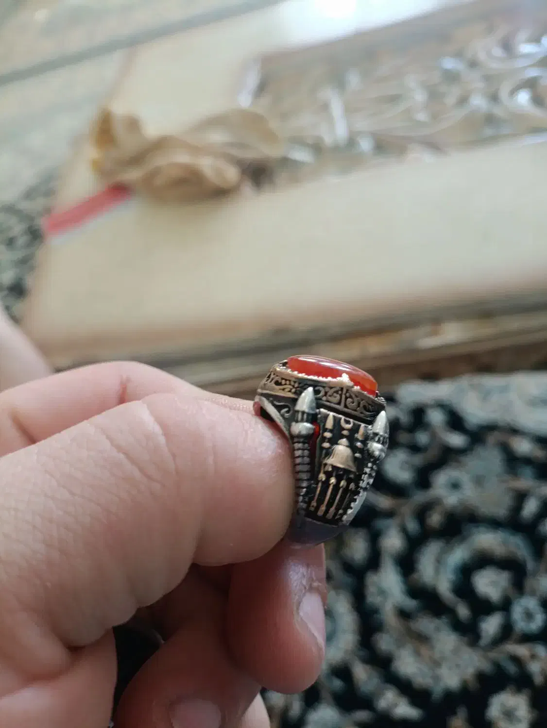 انگشتر خواص باباقوری و عقیق یمن اصل|جواهرات|رودهن, |دیوار