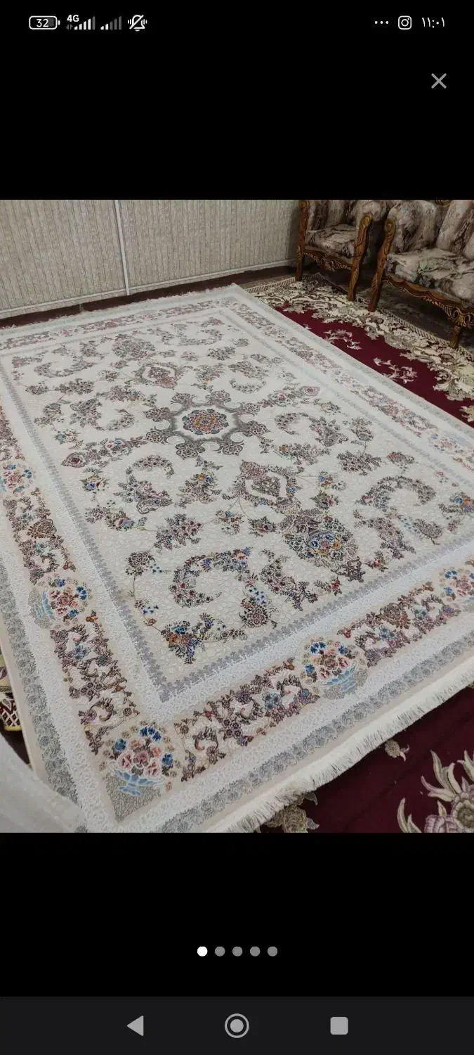 فرش گل برجسته نخ ابریشمی1200شانه3600تراکم9متری|فرش|مشگین شهر, |دیوار