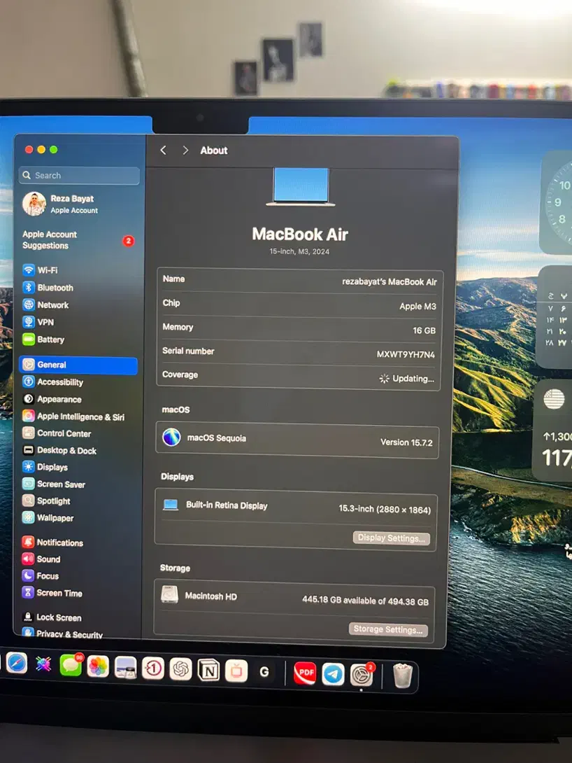 MacBook Air M3 2024 15 inch 16GB / 512GB Midnight|رایانه همراه|تهران, ونک|دیوار