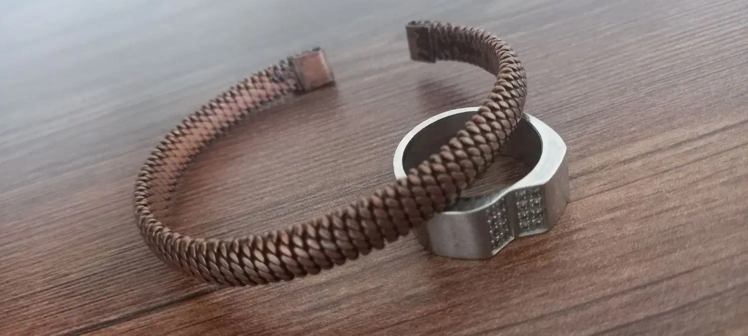 دستبند و انگشتر استیل مردانه برند اسپریت رنگ ثابت|بدلیجات|مشهد, جاهد شهر|دیوار