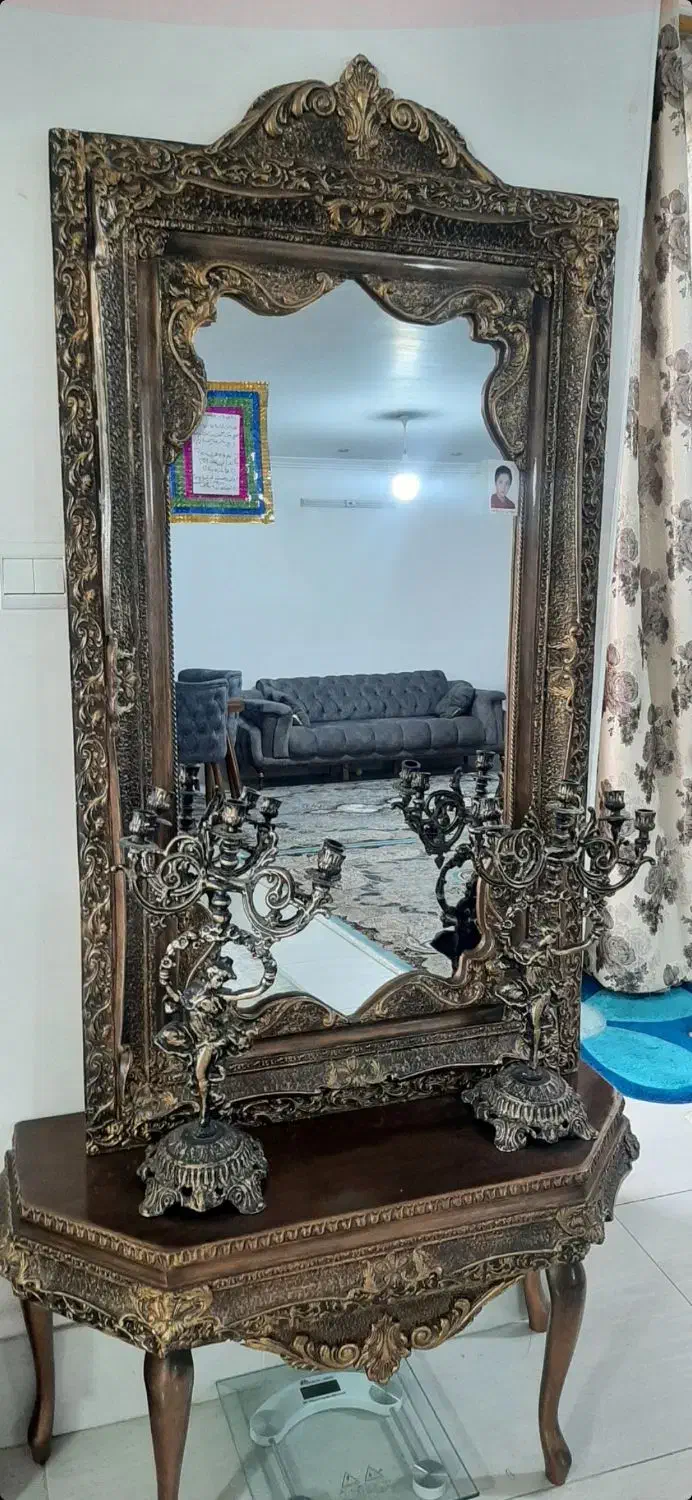 آینه و کنسول در حد نو|بوفه، ویترین، کنسول|بابل, |دیوار