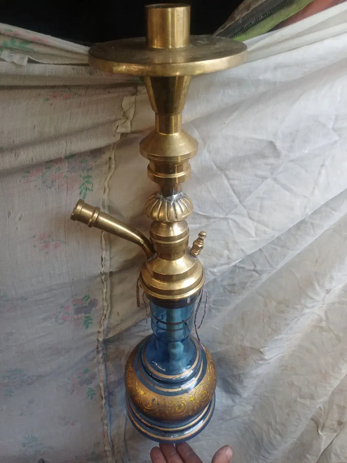 قلیان تنه برنجی|صنایع دستی و سایر لوازم تزئینی|ماکلوان, |دیوار