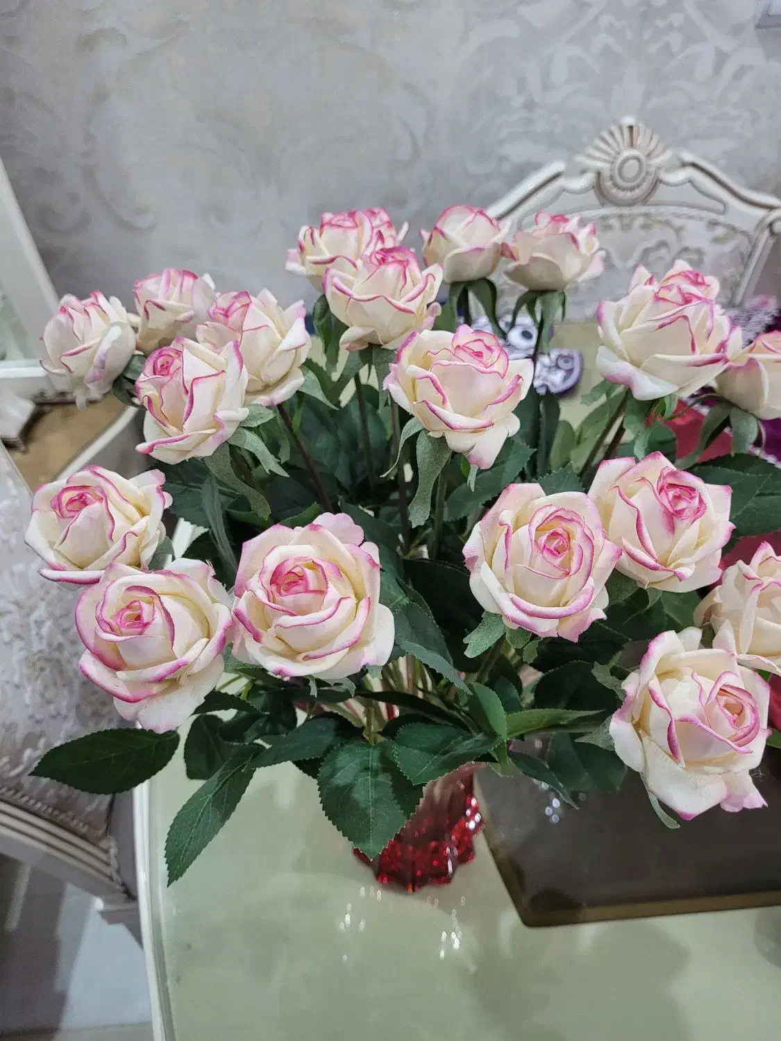 گل رز لب صورتی|گل مصنوعی|قزوین, |دیوار