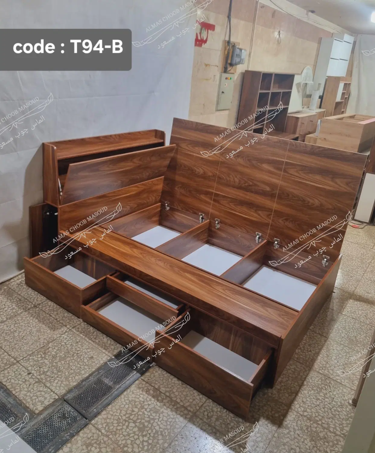 تخت یک ونیم نفره الماس چوب (مدل T94-B)|تخت و سرویس خواب|تهران, اوقاف|دیوار