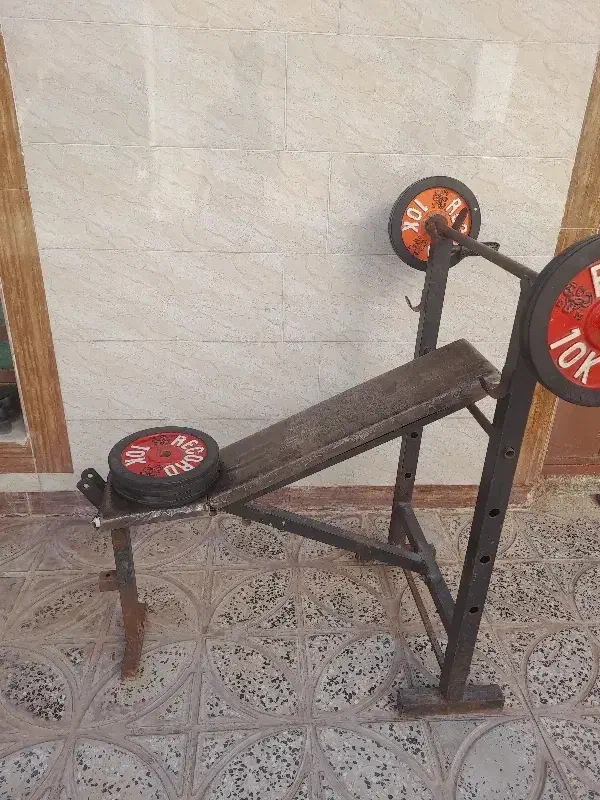 میز پرس چندکاره همراه وزنه و دمبل ۶۴ کیلو|تجهیزات ورزشی|بدره, |دیوار