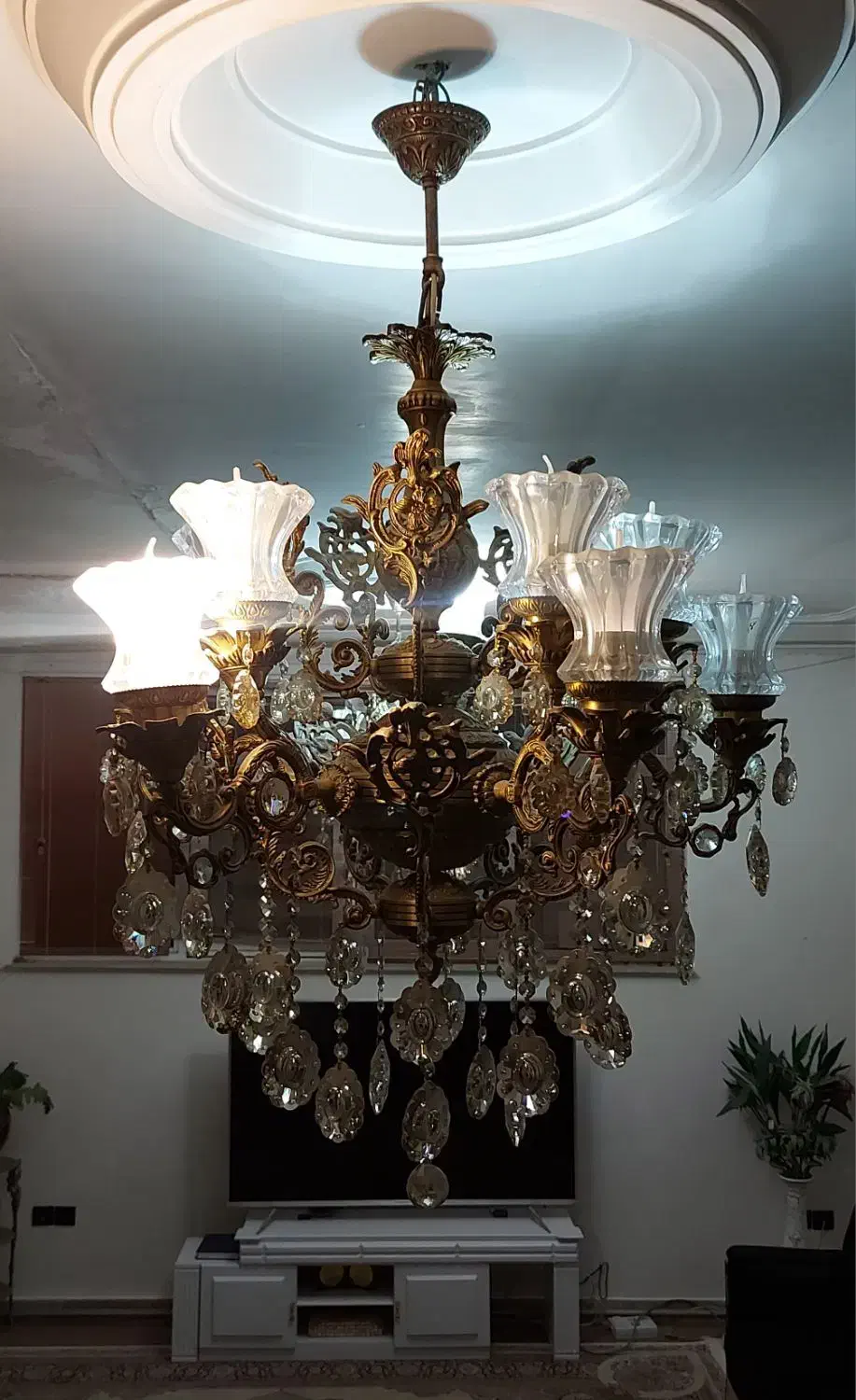 ۲ جفت لوستر برنزی|لوستر و چراغ آویز|تبریز, |دیوار