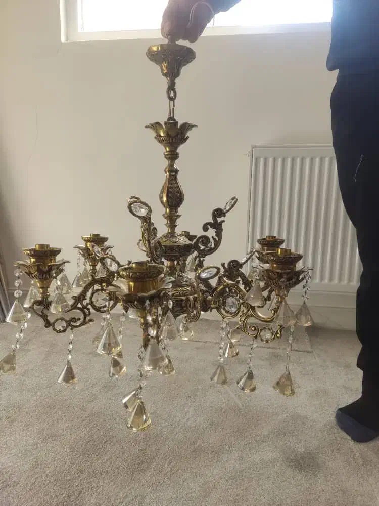 دو عدد لوستر یک میز تلفن یک دست آیینه و شمعدان|لوستر و چراغ آویز|زنجان, |دیوار