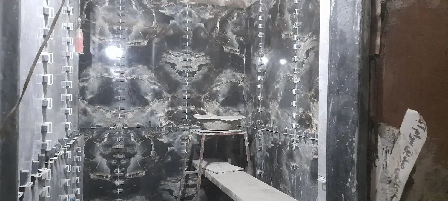 کاشیکاری بندکشی سنگ کف و سنگ لاشه کف ، و بلوک چینی|خدمات پیشه و مهارت|آباده, |دیوار