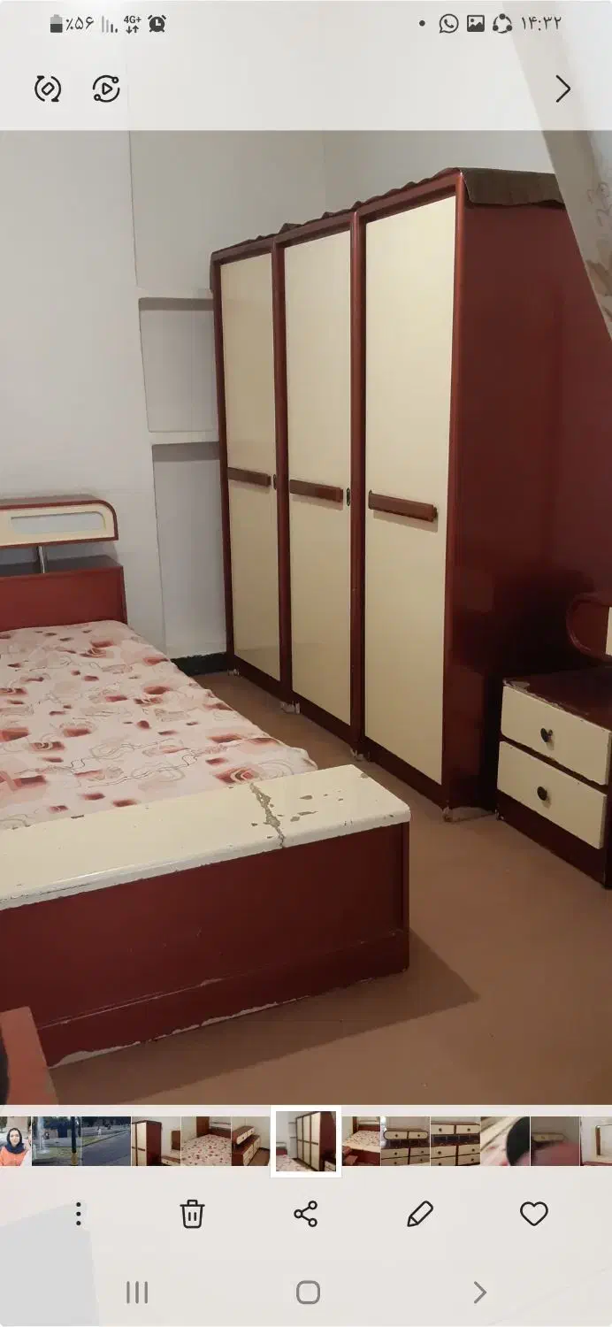 سرویس خواب دو نفره به همراه تشک وکمد|تخت و سرویس خواب|رفسنجان, |دیوار