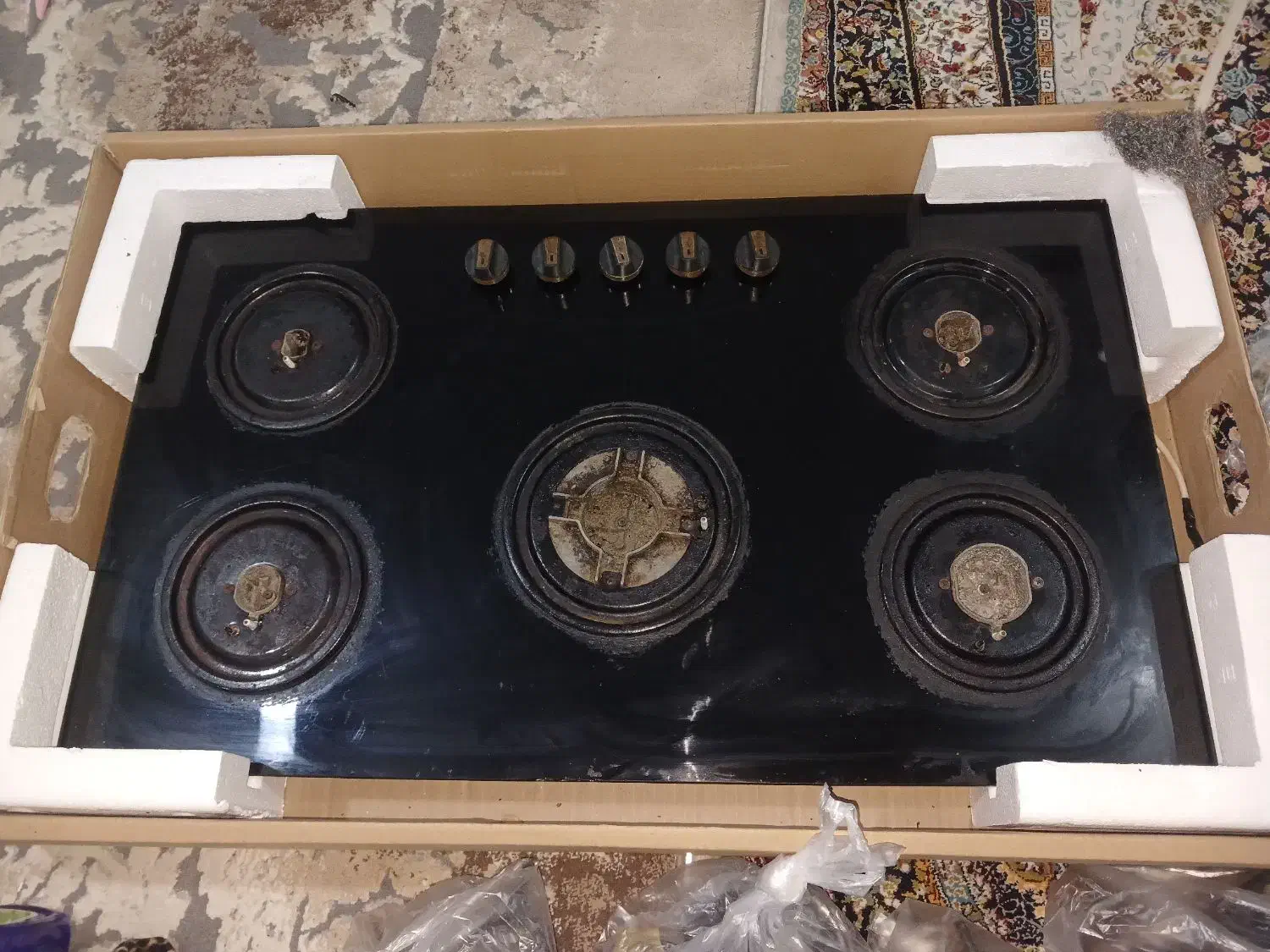 گاز ۵شعله شیشه ای|اجاق گاز و لوازم برقی پخت‌وپز|رشت, رودباری|دیوار