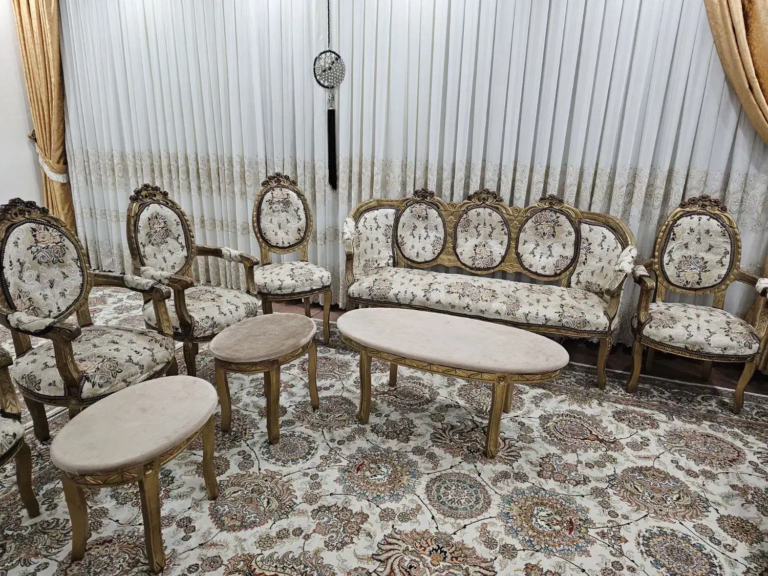 مبلمان سلطنتی ۹نفره|مبلمان خانگی و میز عسلی|خرمدره, |دیوار