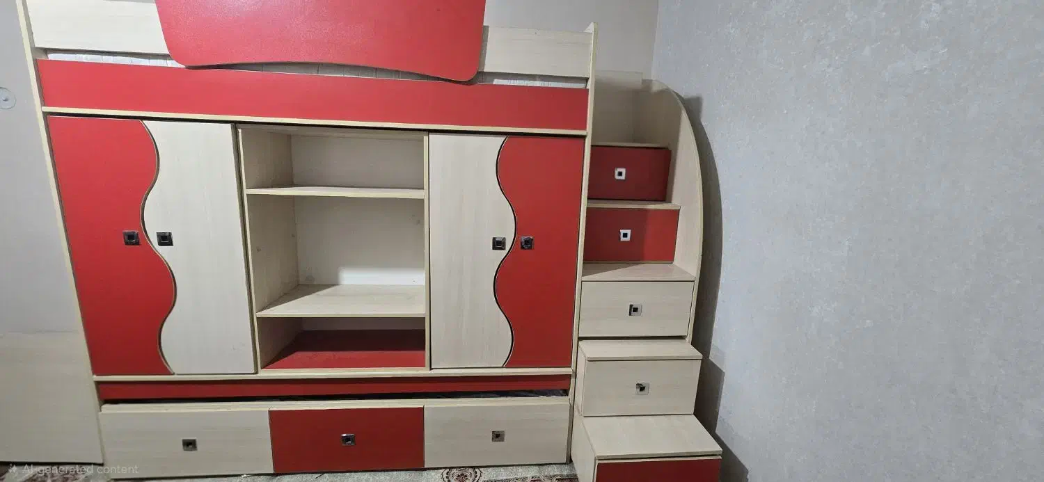 تخت دو طبقه  کتابخانه   میز کامپیوتر|تخت و سرویس خواب|مشهد, آیت الله کاشانی|دیوار