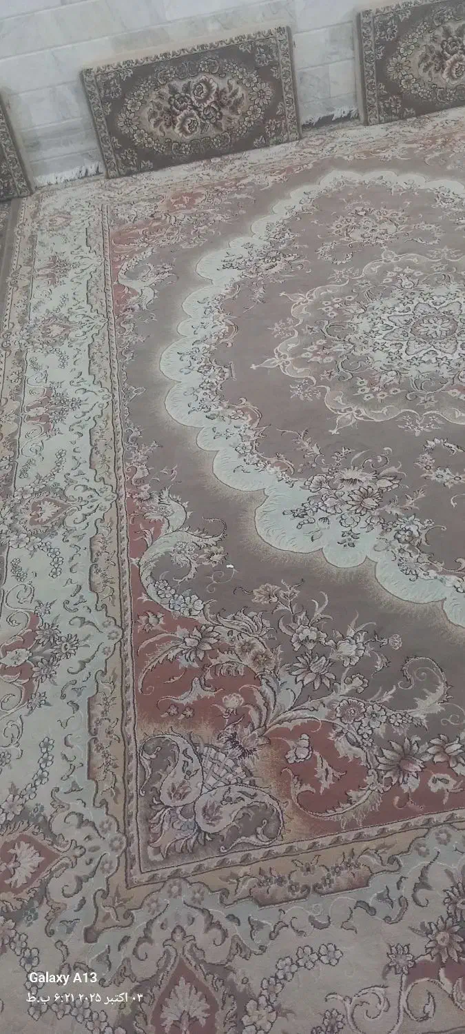 ۲عددفرش ۱۲متری کرم نقش برجسته باپشتی|فرش|قم, شهرک مهدیه (مدرس)|دیوار