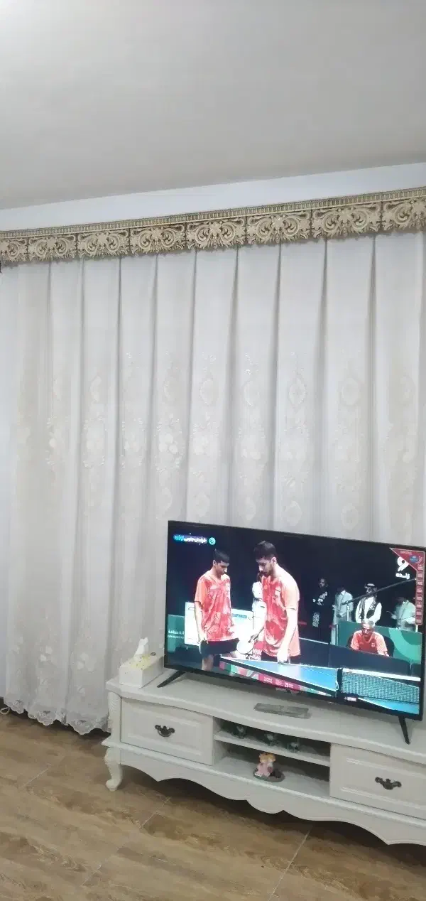 پرده پذیرایی با کتیبه و آستر و زیر پرده|پرده، رانر، رومیزی|محمدشهر, شهرک پیام (مهرالبرز)|دیوار