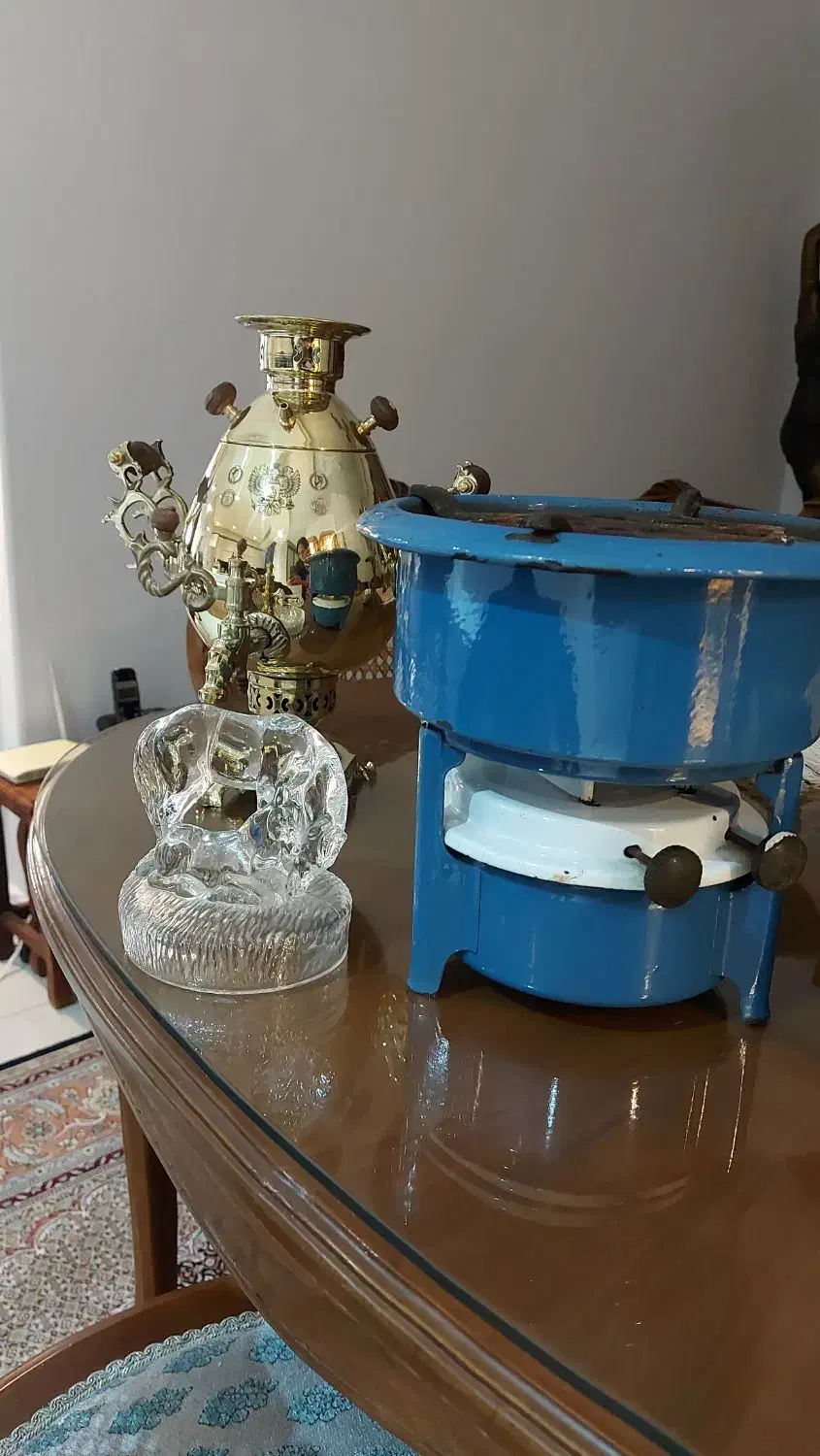 مجسمه کریستال دکوری سماور برنجی اجاق سه فیتیله|مجسمه، تندیس، ماکت|تهران, پاسداران|دیوار