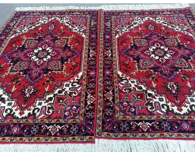 یکجفت قالیچه دستبافت هریس بافت عالی کاملا نو|فرش|تهران, استاد معین|دیوار