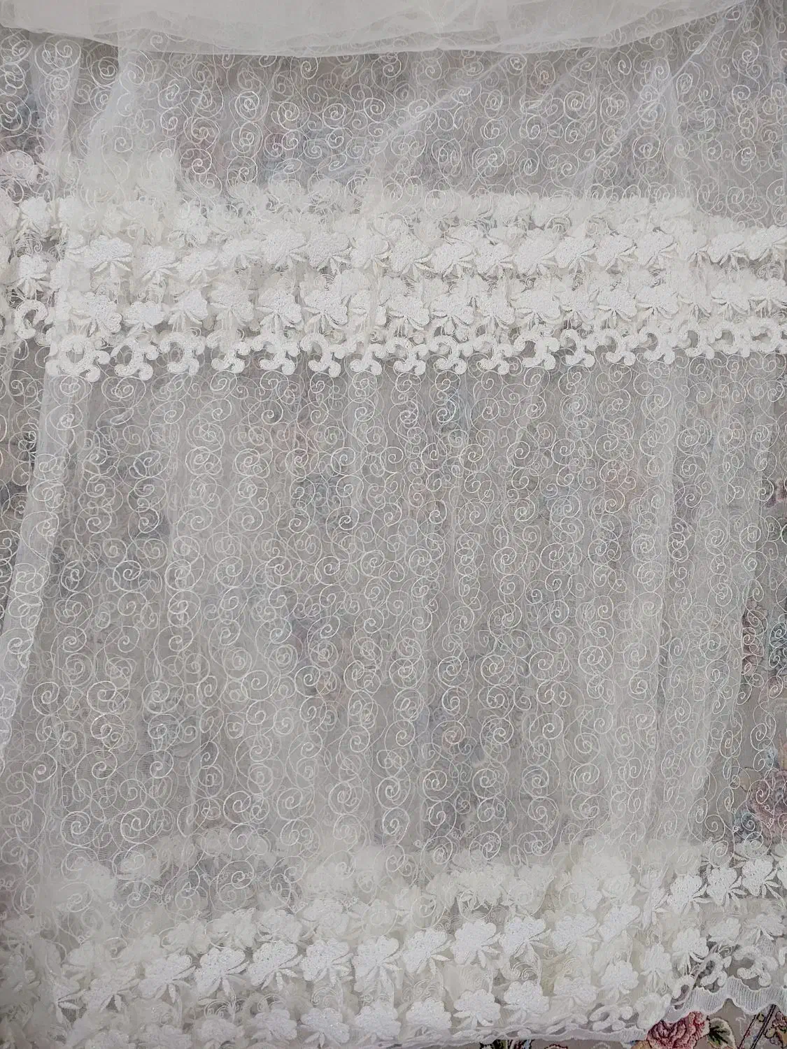 پرده توری خامه دوزی شده (نو)|پرده، رانر، رومیزی|خمین, |دیوار