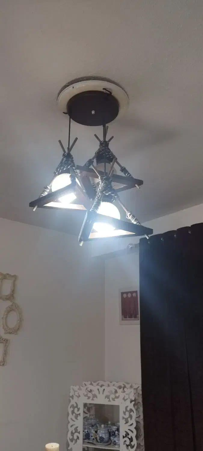 لوستر چوبی سه تایی نو|لوستر و چراغ آویز|پاکدشت, پاکدشت (مامازند)|دیوار