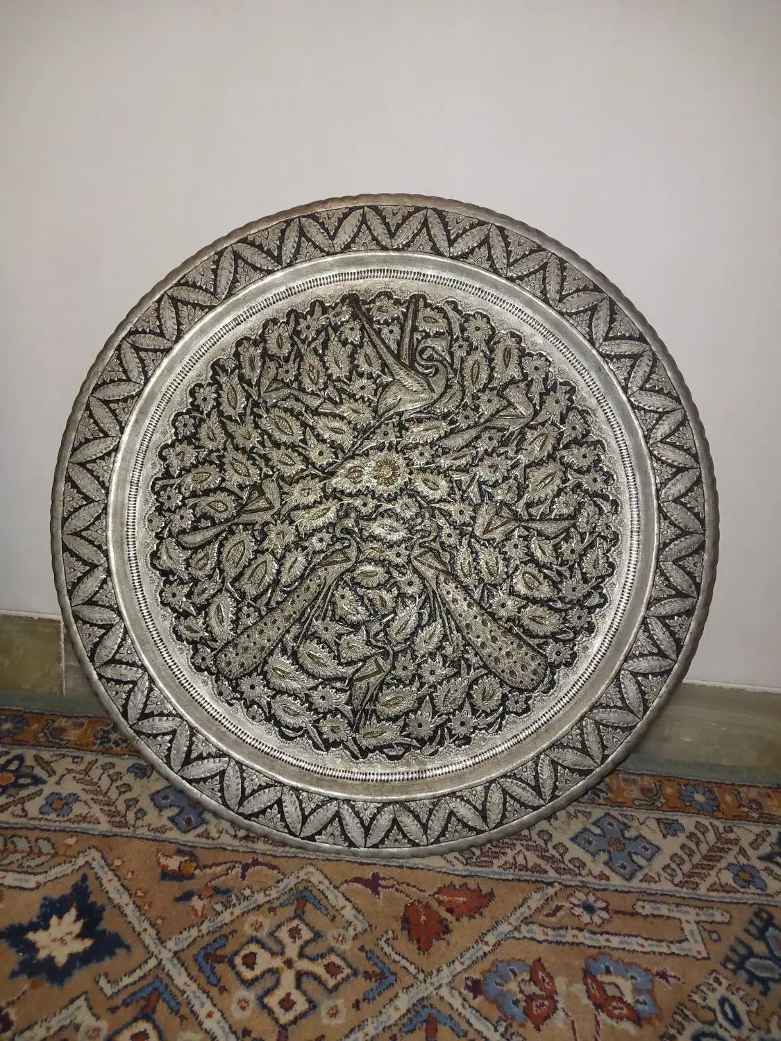 سینی مسی قلمکار|کلکسیون اشیاء عتیقه|یزد, |دیوار