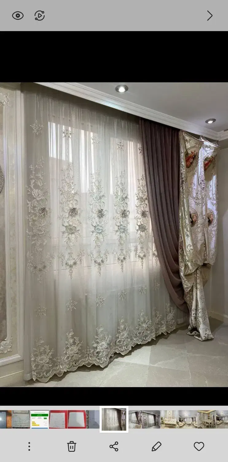 پرده با حریر و قاب در حد نو|پرده، رانر، رومیزی|تهران, نیروی هوایی (پیروزی)|دیوار