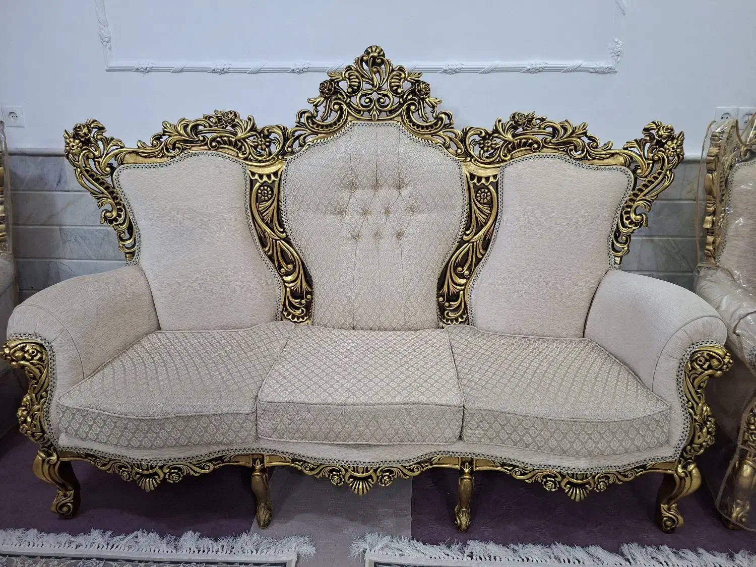 مبل سلطنتی ۹ نفره تمام چوب باکاور (نومناسب جهاز)|مبلمان خانگی و میز عسلی|قم, سالاریه|دیوار