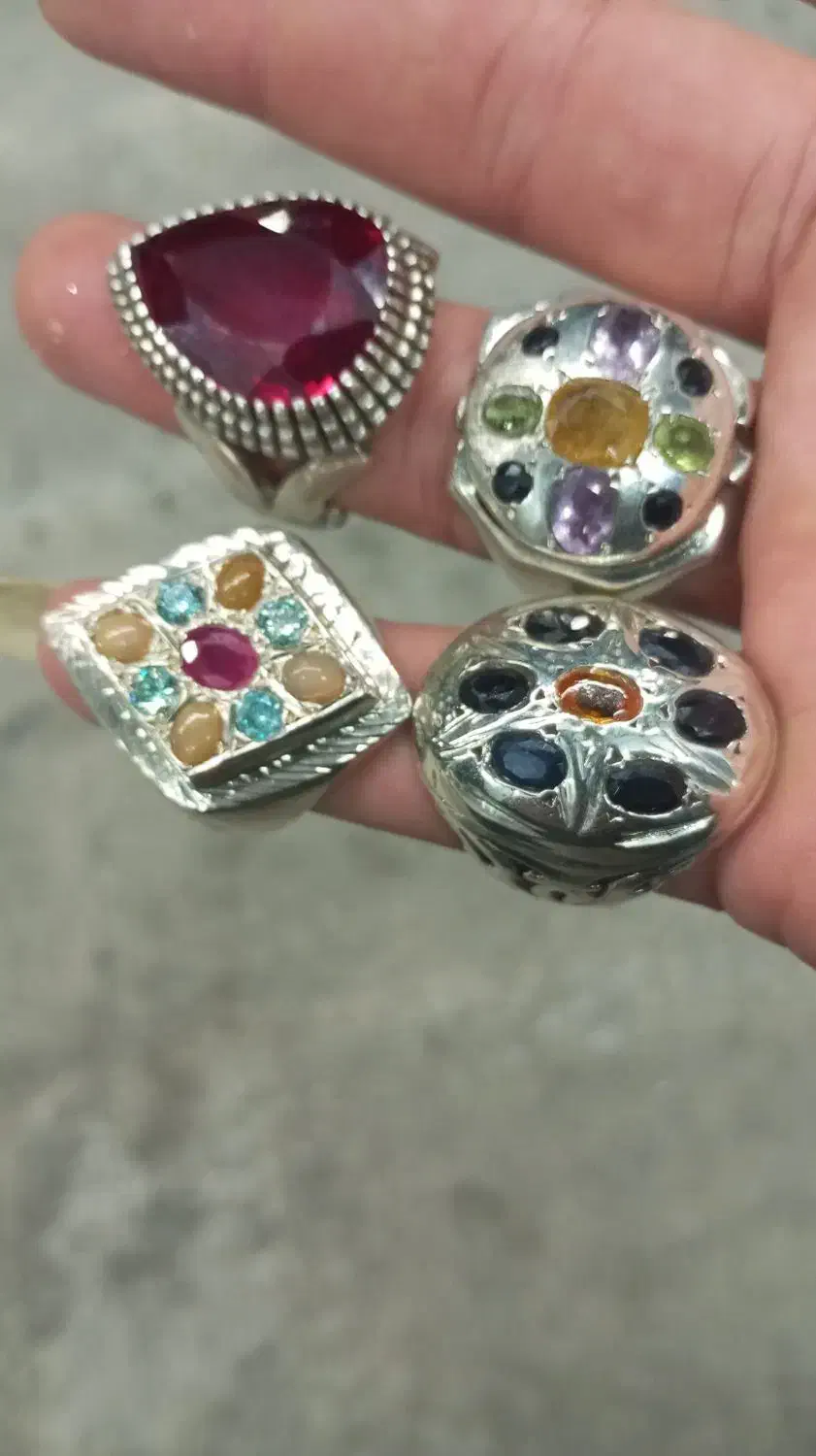 چهار عدد انگشتر نقره جواهری اوپال موزنایت یاقوت|جواهرات|اصفهان, فردوان|دیوار