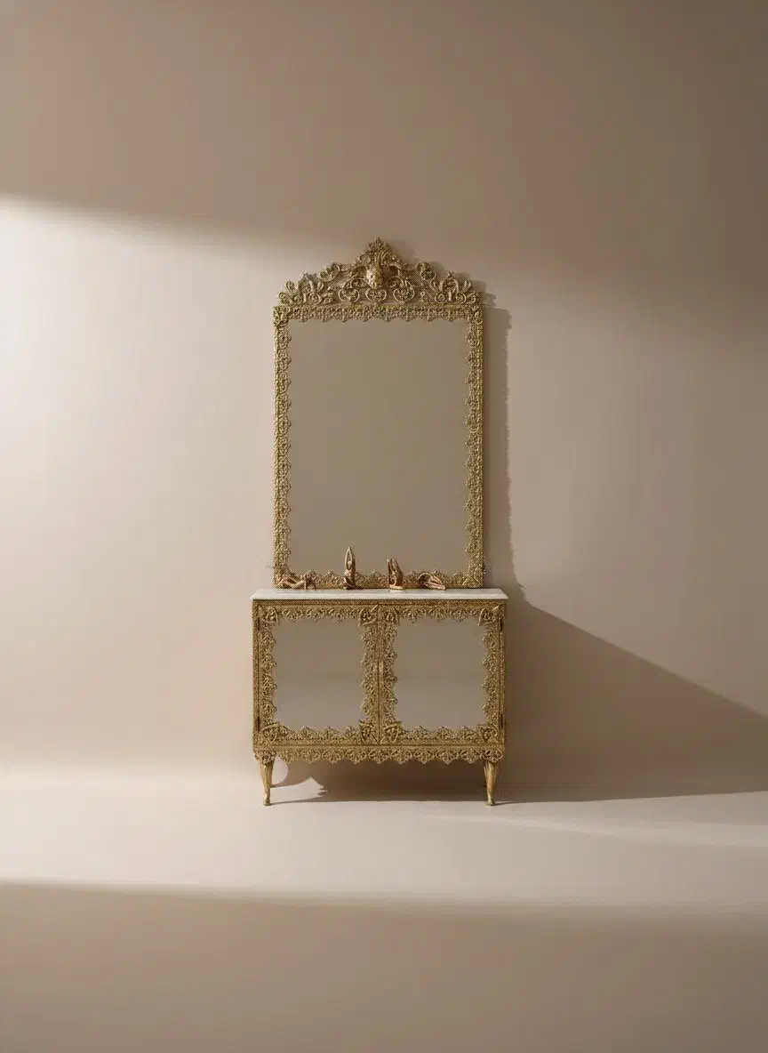 آینه و کنسول برنز|بوفه، ویترین، کنسول|هشتگرد, شهرک بوستان|دیوار