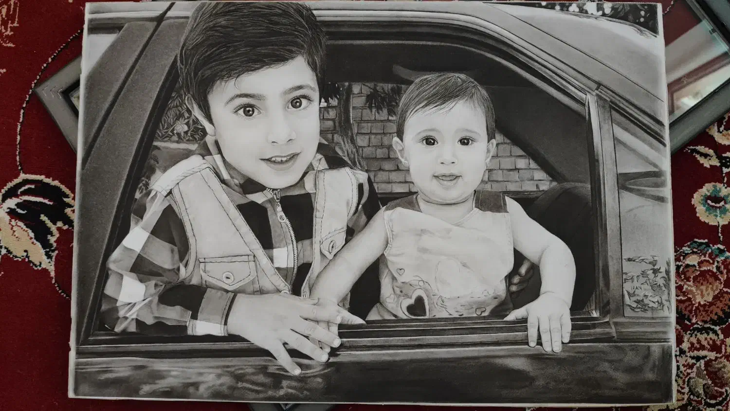 طراحی چهره سیاه قلم و مدادرنگی|تابلو، نقاشی، عکس|مرودشت, ابوذر جنوبی|دیوار