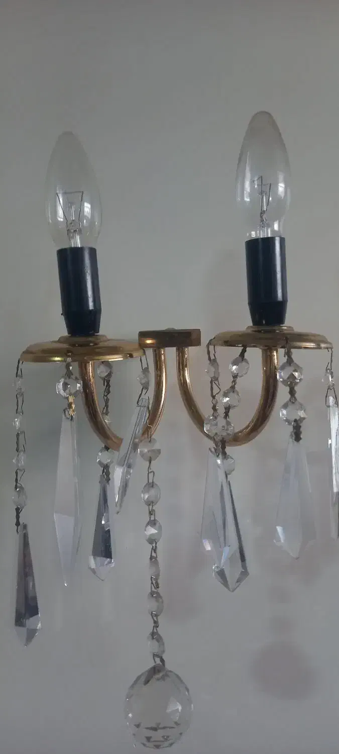 دیوار کوب های برنجی ابکاری شده قدیمی|لوستر و چراغ آویز|مشهد, بهمن|دیوار