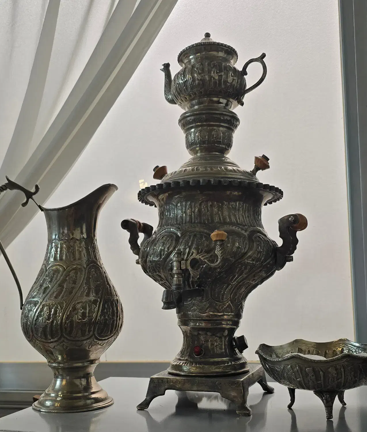 سماور برنجی کاردست قدیمی|سماور، چای‌ساز، قهوه‌ساز|اصفهان, محمودیه|دیوار