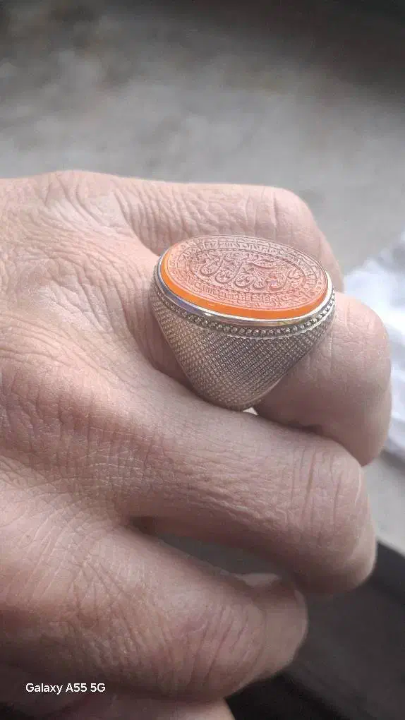 انگشتر خطی عقیق یمنی پرتقالی|جواهرات|سنندج, |دیوار