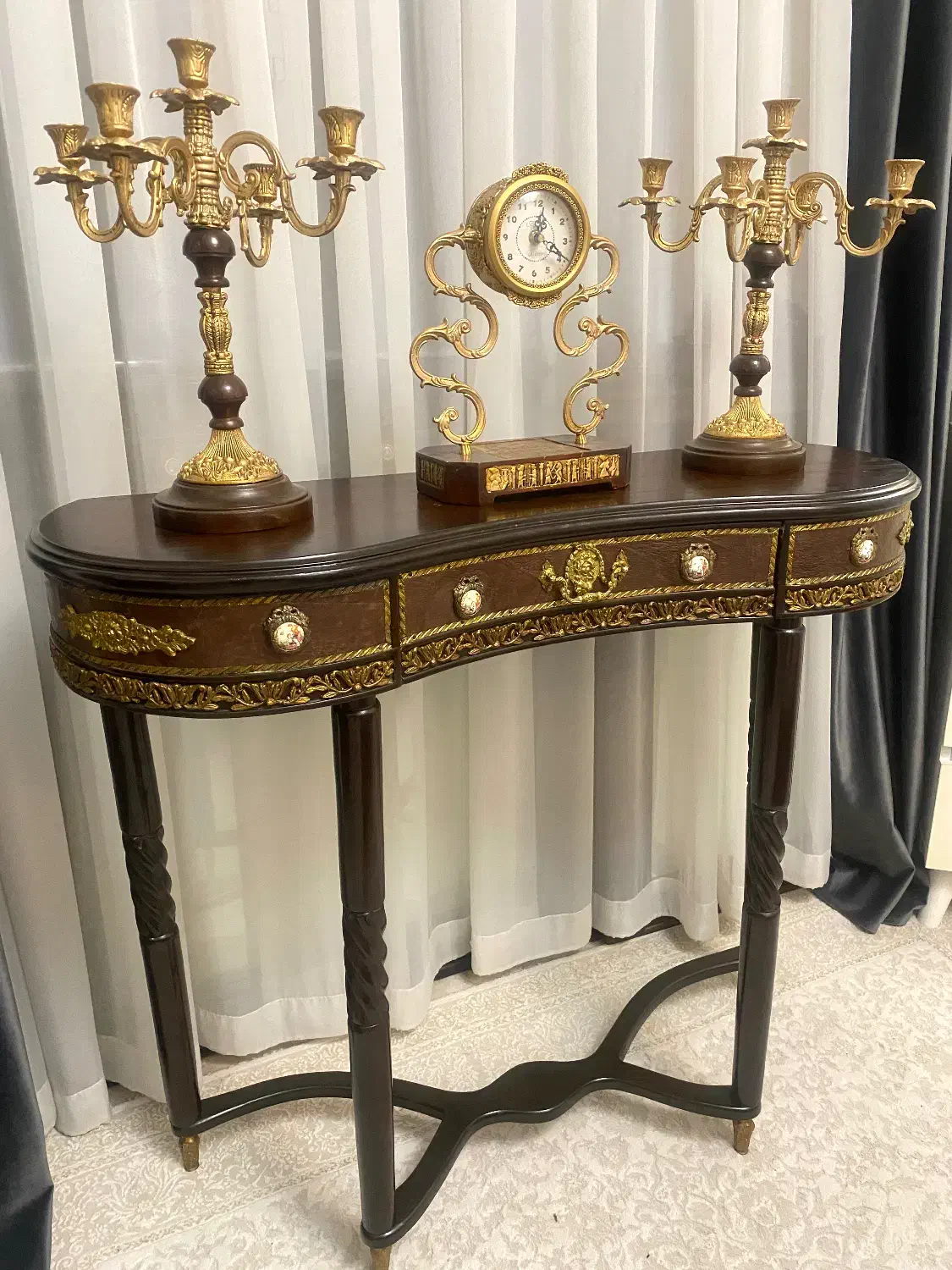 میز کنسول انتیک ساعت شمعدان قدیمی شمعدون عتیقه|کلکسیون اشیاء عتیقه|تهران, حافظیه|دیوار