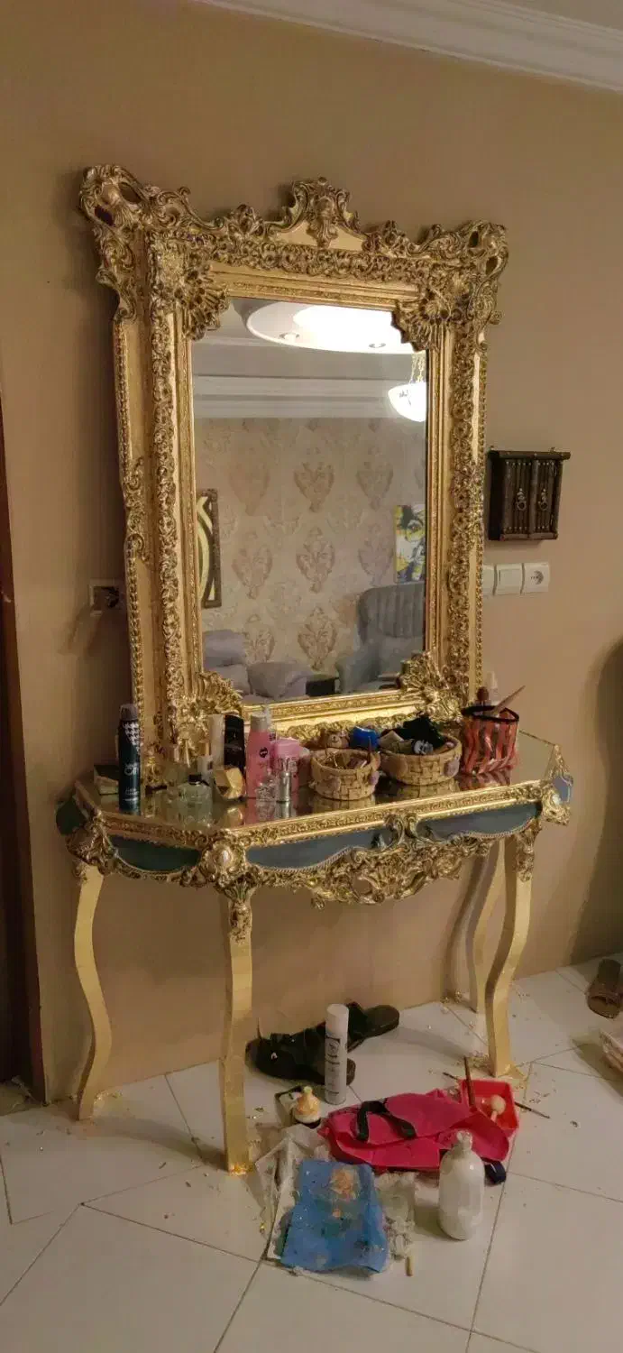 یک عدد آینه تک  طرح پتینه|مبلمان خانگی و میز عسلی|گلبهار, شهر جدید گلبهار|دیوار