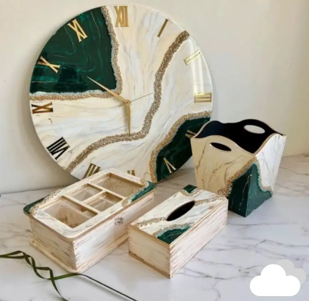 سطل و جا دستمال رزین|صنایع دستی و سایر لوازم تزئینی|قم, شاه سید علی|دیوار