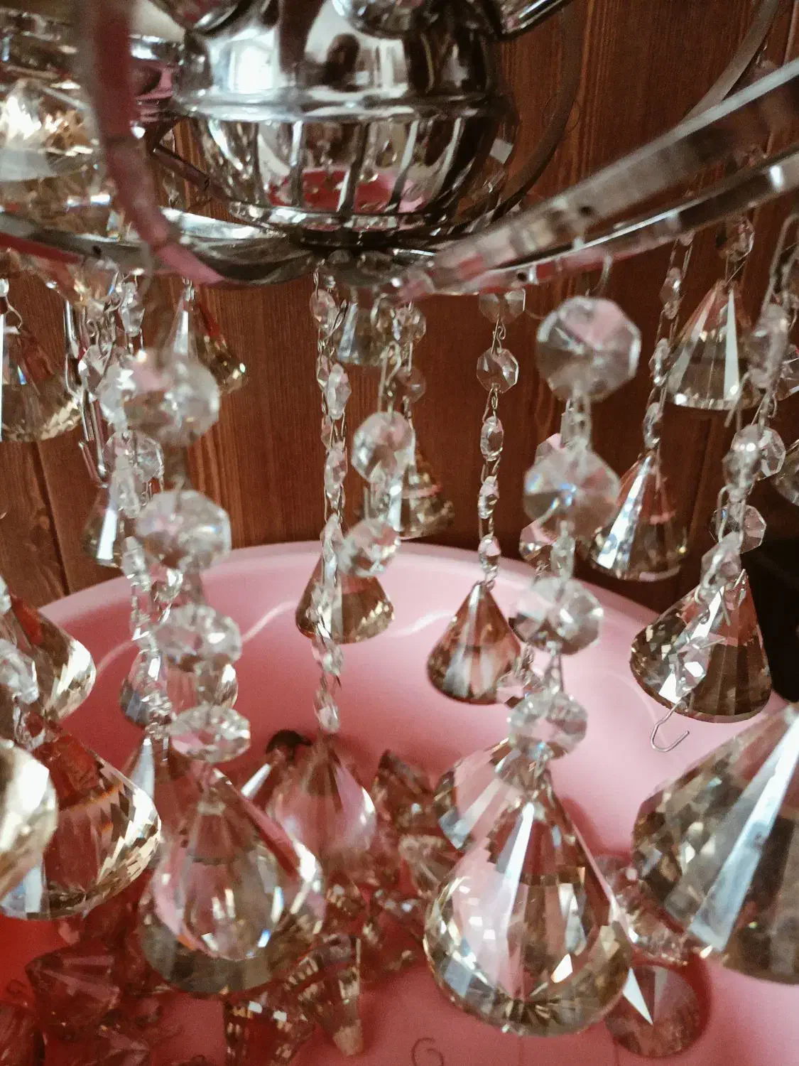 لوستر پایه استیل نگین مروارید|لوستر و چراغ آویز|گلبهار, شهر جدید گلبهار|دیوار