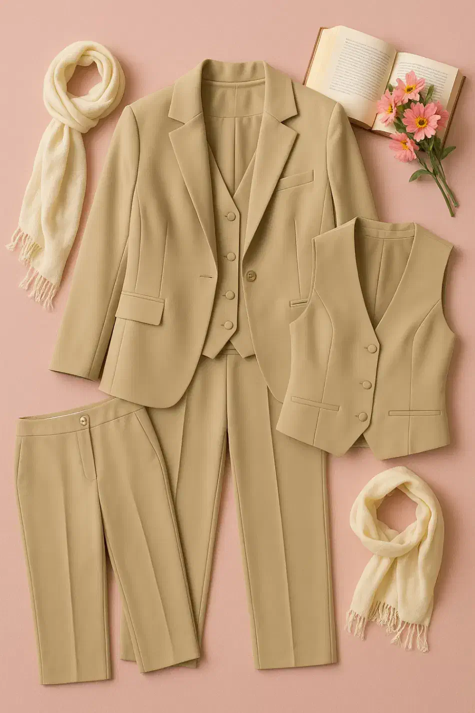 کت و شلوار زنانه کرمی|لباس|مشکین‌دشت, |دیوار