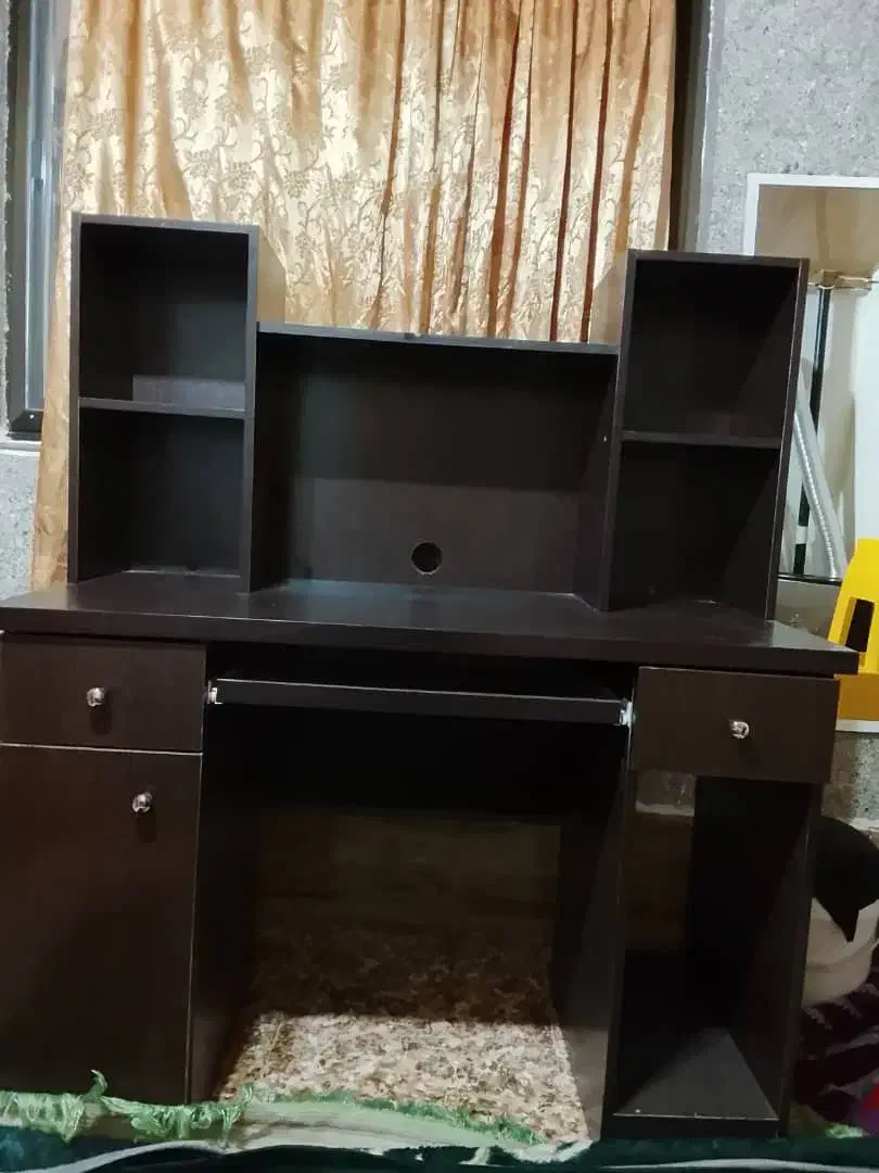 میز کامپیوتر ام دی اف با کتابخانه|میز تحریر و کامپیوتر|رودسر, |دیوار