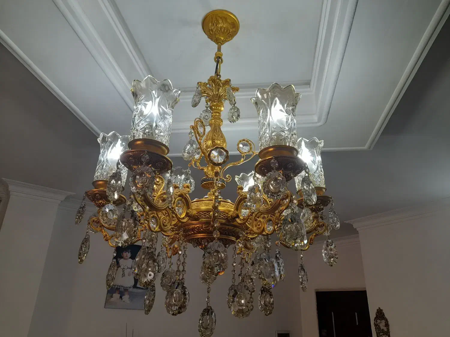 لوستر برنجی اصل|لوستر و چراغ آویز|خاوران, |دیوار