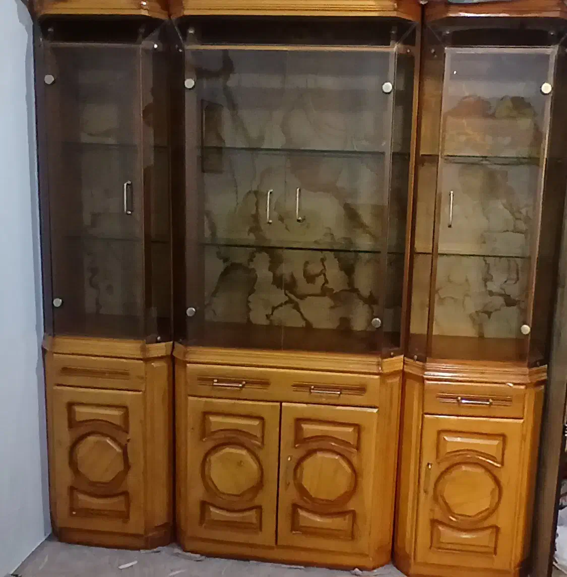 ویترین سه تیکه چوبی|بوفه، ویترین، کنسول|مبارکه, |دیوار