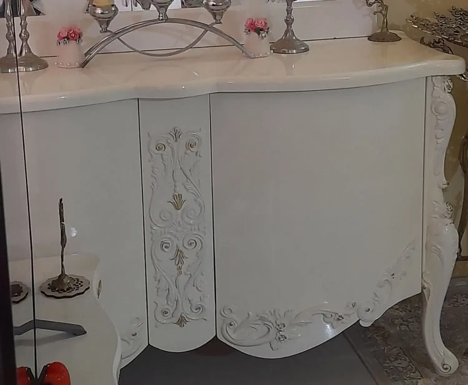 آینه کنسول سفید چوبی عروس فروش فوری|بوفه، ویترین، کنسول|بابل, |دیوار