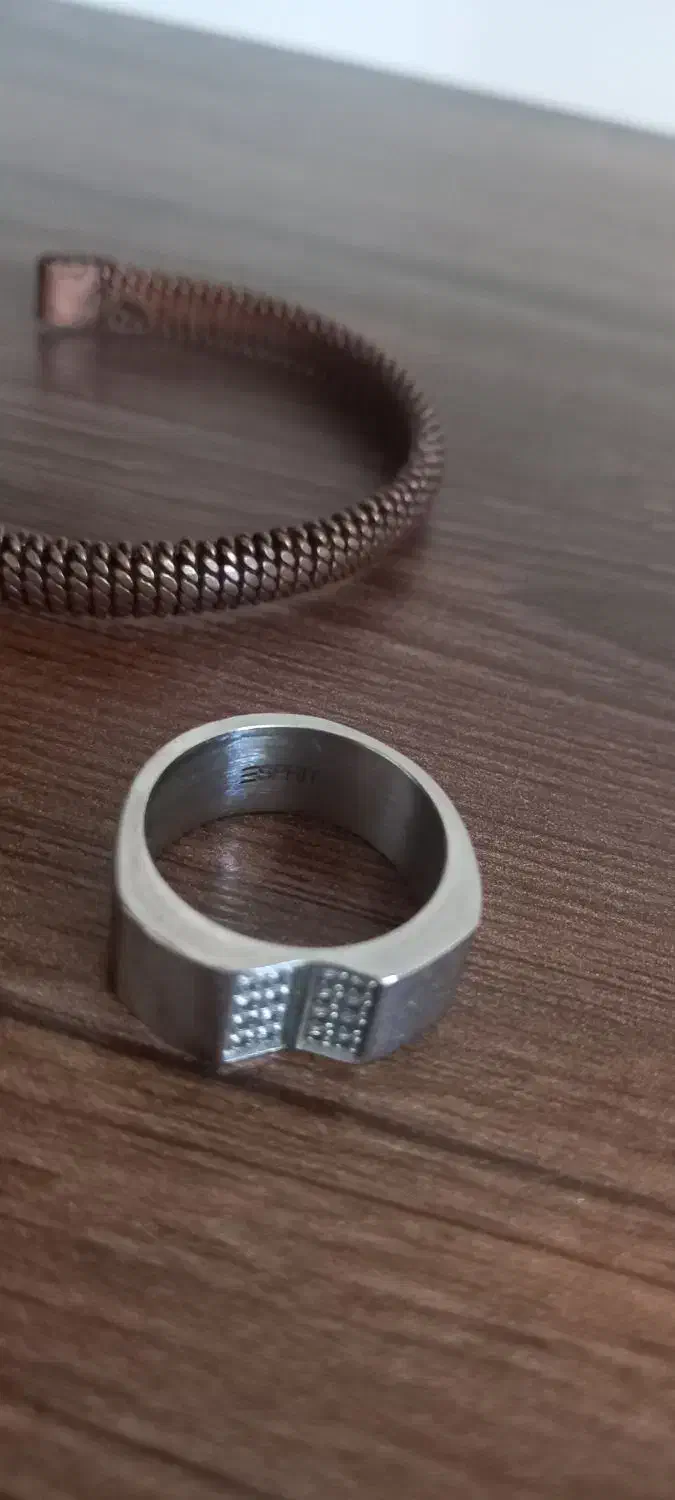 دستبند و انگشتر استیل مردانه برند اسپریت رنگ ثابت|بدلیجات|مشهد, جاهد شهر|دیوار