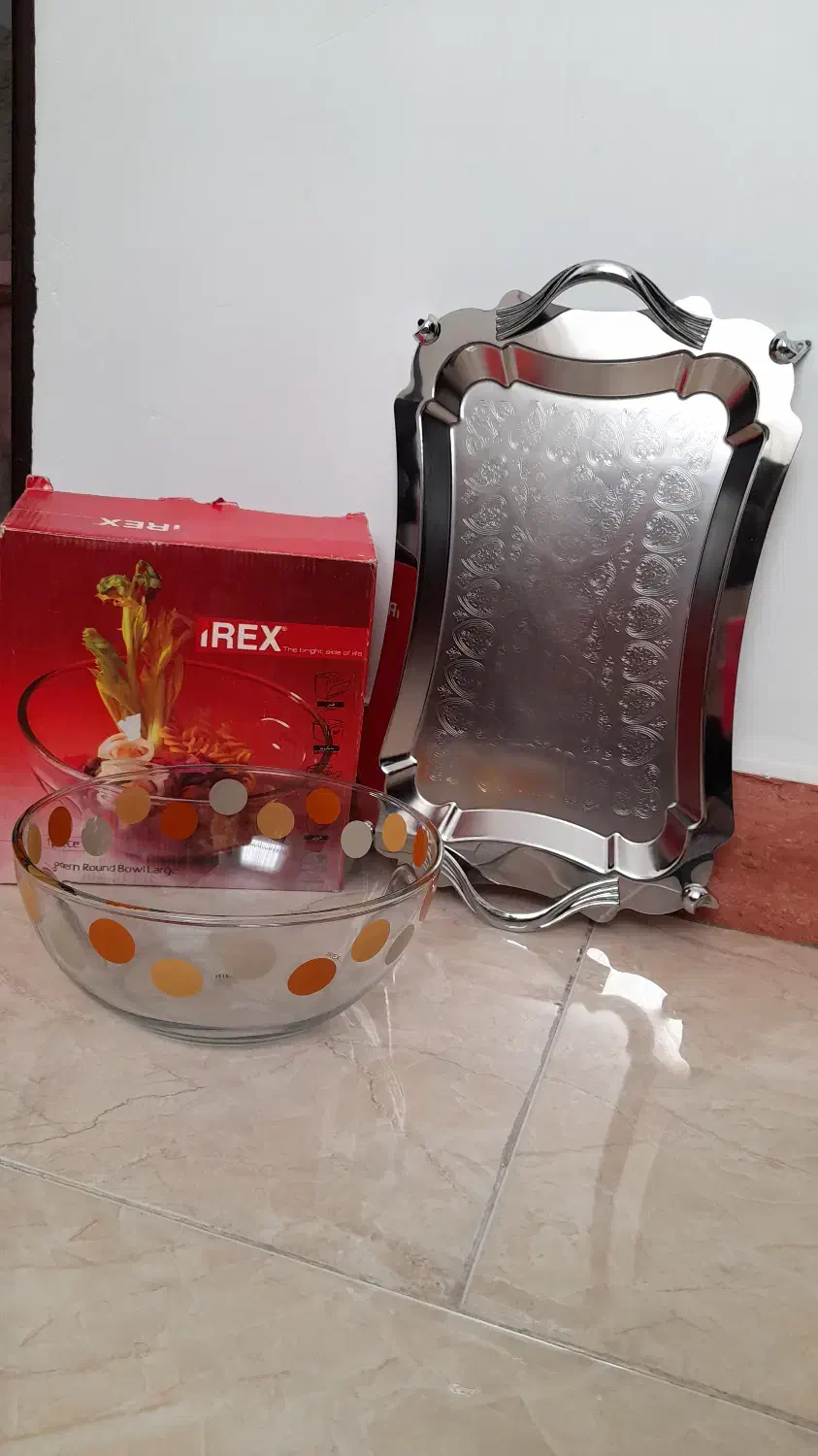 سینی استیل چای،ظرف میوه قطر۲۵، قوری بزرگ،ترازوعروس|ظروف سرو و پذیرایی|قائمشهر, |دیوار