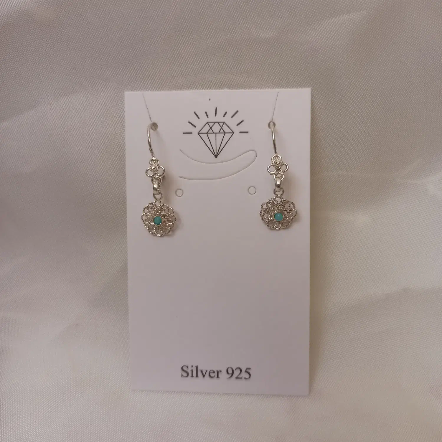 گوشواره نقره کار ملیله اصفهان کد ۴۸۲ نگین آبی|جواهرات|اصفهان, مولوی|دیوار