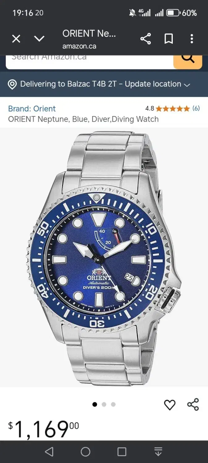 فروش ساعت حرفه ای غواصی Orient ،زیره قیمت|ساعت|مشهد, سجاد شهر|دیوار