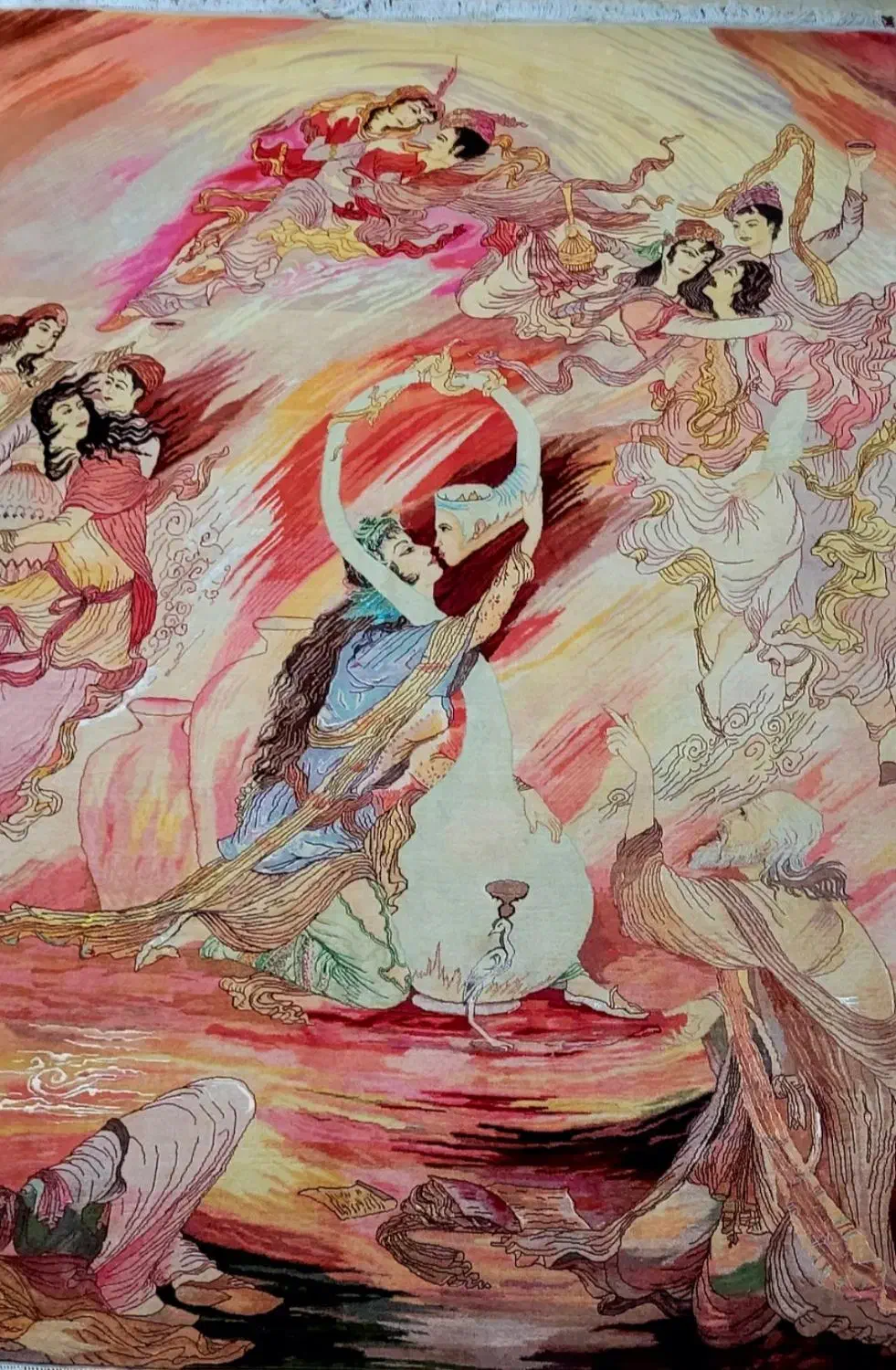 تابلو فرش دستبافت ۵ متری شاهکار بزم خیام ۵۵ رج|تابلو فرش|تهران, پونک|دیوار