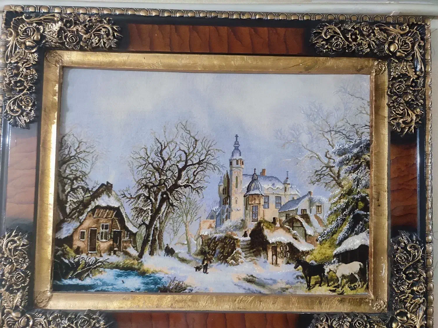 تابلو فرش دستباف زمستان کلیسا|تابلو فرش|همدان, |دیوار