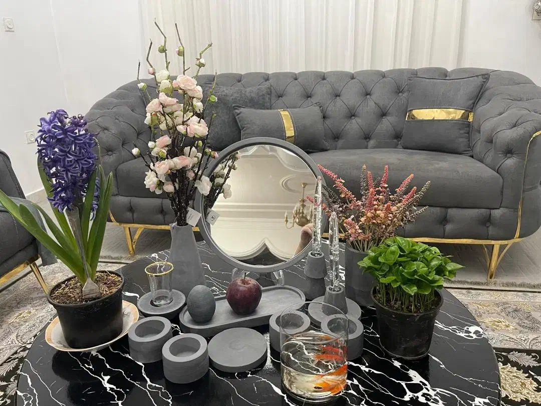 مبل طوسی ۸ نفره ترک با یک جلو مبلی بزرگ|مبلمان خانگی و میز عسلی|تالش, هشتپر|دیوار